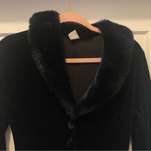 Vintage floor length black velour duster coat/ cardigan